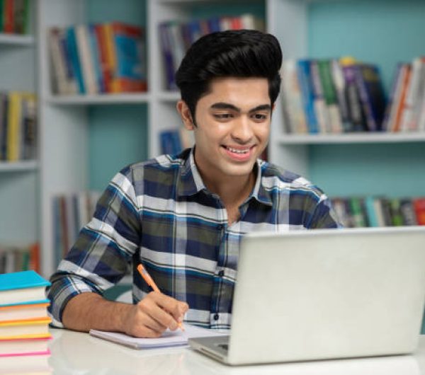 Indian, Laptop, Student, library, studying,